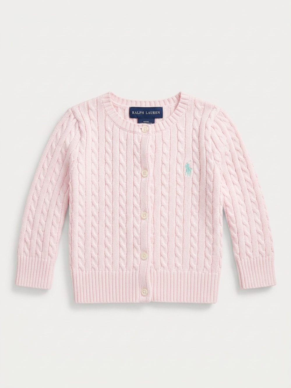 Ralph Lauren Baby Girls Pink Cable-Knit Cotton Cardigan 9 Months